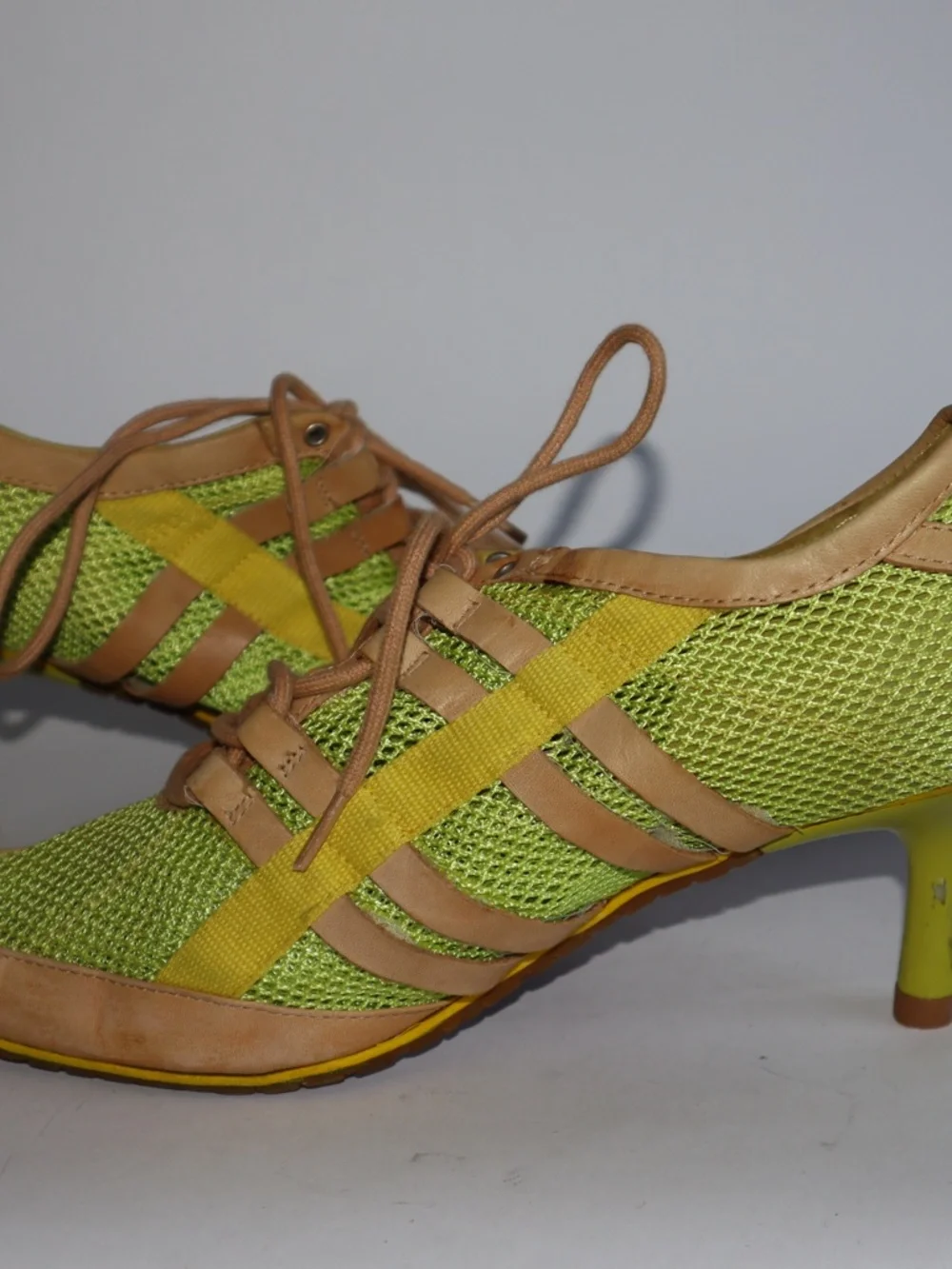 Vintage Diesel Stiletta Sporty Mesh Kitten Heels Pumps Y2K Lime Green Women's 8